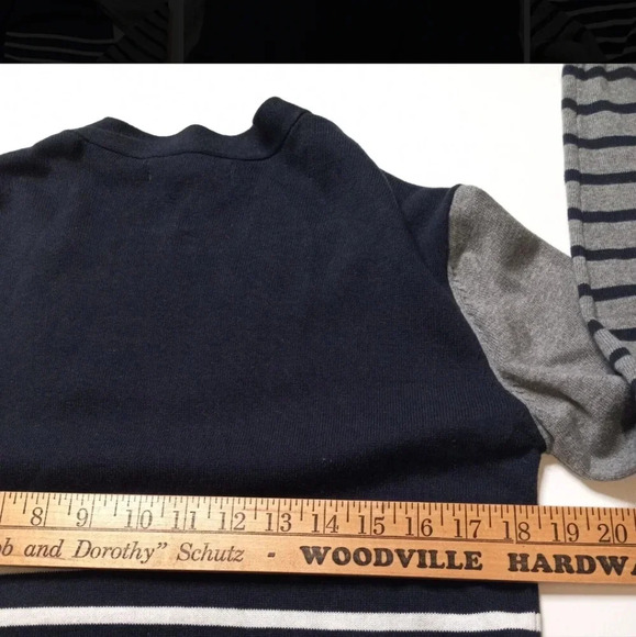 21 men Blue/White solid/ Striped blocking button down cardy Size M - Picture 4 of 11